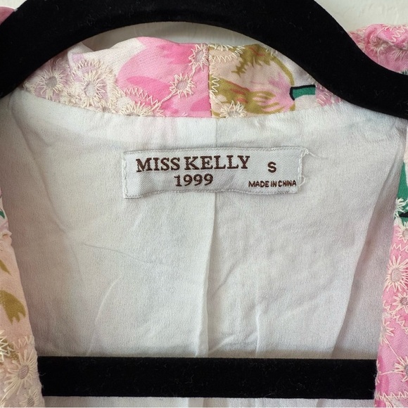 Miss Kelly 1999 Cottagecore Floral Embroidered Shawl Collar Belted Midi Dress - Picture 6 of 11